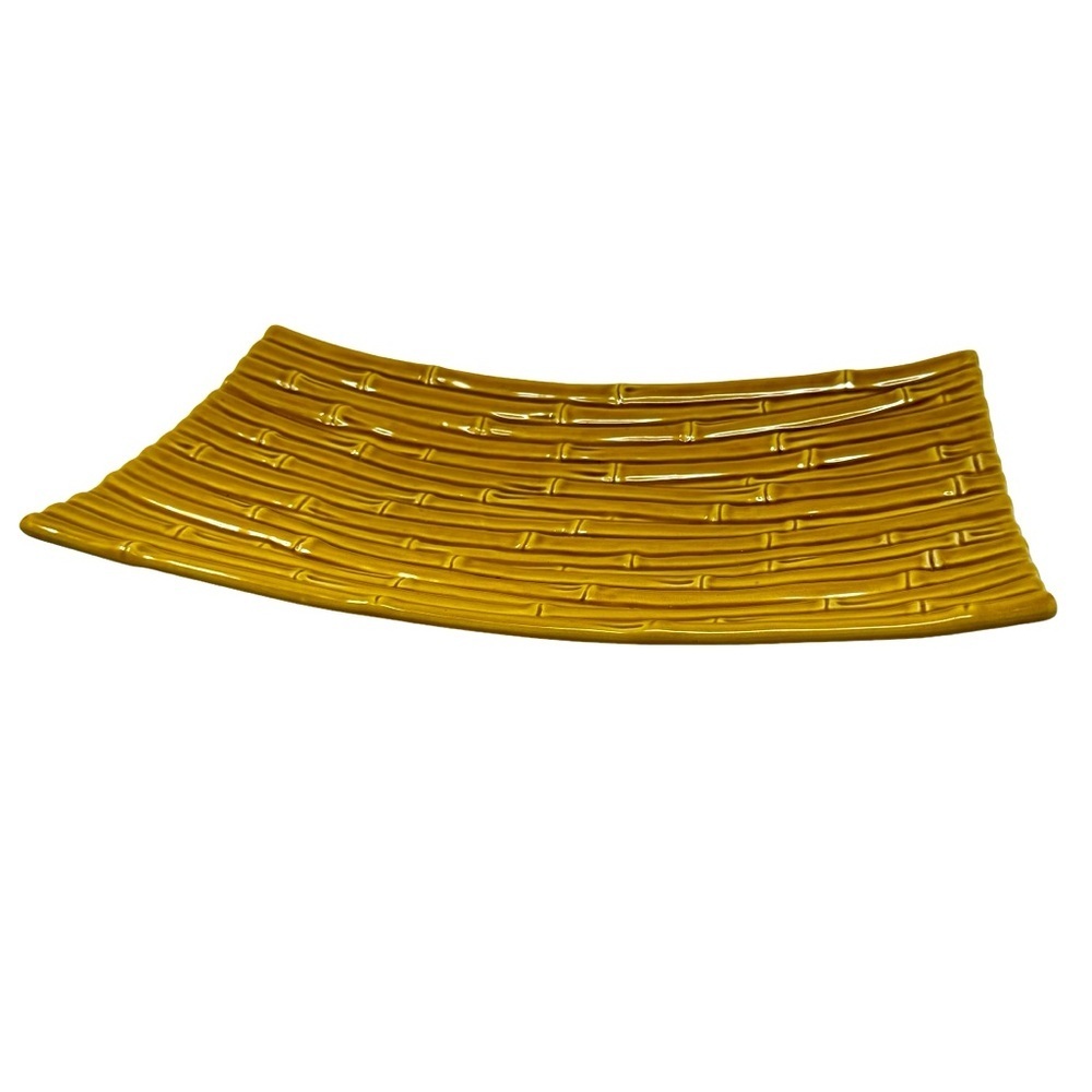 Monterey Collection | Harvest Gold | Bamboo Ceramic Platter | Home Studio 18”